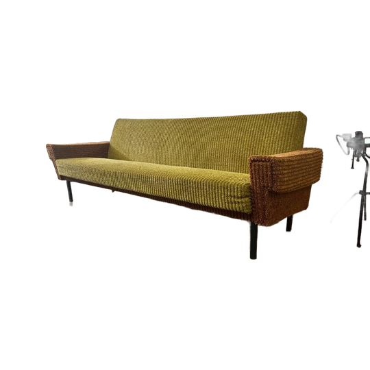 Vintage Okergele Slaapbank / Zetel / Canapé 1