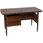 Iconisch Mid-century Teak Bureau – Tijseling Voor Hulmefa – Jaren ’50 – Cowhorn / Design Bureau / Retro Meubel thumbnail 1