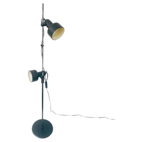 Postmoderne Vintage Vloerlamp Chroom Twee Verstelbare Kappen 1970’s 1