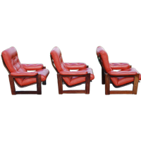Coja Armchairs Lederen Bekleding Palissander Frame Scandinav