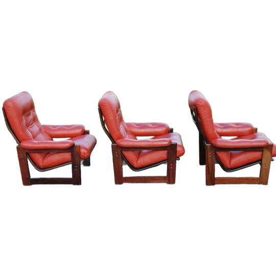 Coja Armchairs Lederen Bekleding Palissander Frame Scandinav 1