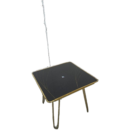 Bijzettafel Met Messing En Zwart Glazen Blad, Plantentafel Nr. 23 1