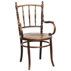 Prachtige Antieke Houten Design Stoel Van Mundus Voor Thonet Met Armleuningen thumbnail 1
