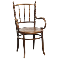 Prachtige Antieke Houten Design Stoel Van Mundus Voor Thonet Met Armleuningen