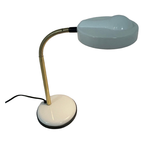 Postmodern / Space Age Desk Lamp - With Adjustable Gooseneck - Bulb Shaped Shade, Unique Design