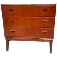 Vintage Ladenkast Op Teakhouten Onderstel