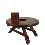 Rustic Oak Brutalist Ronde Koffie Tafel Frankrijk 1960S thumbnail 1