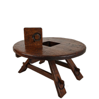 Rustic Oak Brutalist Ronde Koffie Tafel Frankrijk 1960S