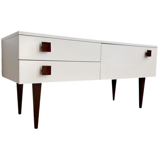 Retro Lowboard Kastje Dressoir Wit Teak 1960’S 1