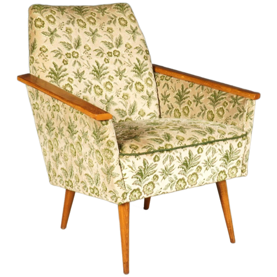 Vintage Clubfauteuil – Velours Bladmotief – Jaren 60 1