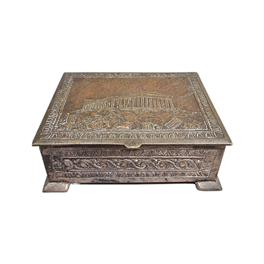 Vintage Grieks Bronzen Doosje Met Akropolis, Jaren 60 1