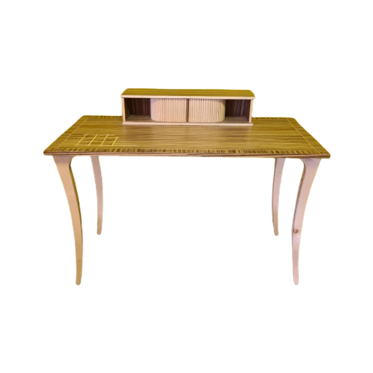 Design Bureautje Gefineerd Met Zebrahout, Circa Jaren 80/90 1