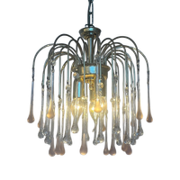 3 Stuks Beschikbaar Vintage Murano Roze Teardrop Kroonluchter Hanglampen