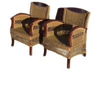 Armstoelen Mahoniehout Met Riet Set Van 2