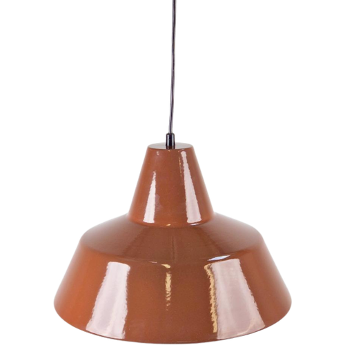 Hanglamp Emaille Louis Poulsen Denmark '70 Mid Century Bruin