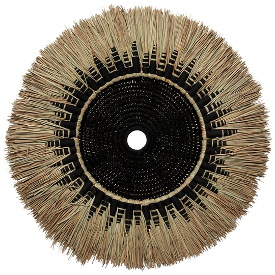 Bazar Bizar | Raffia Macramé Muurdecoratie - Naturel Zwart 1