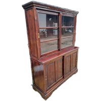 Oude Teakhouten Vitrinekast, Winkel Vitrine, Servieskast Me