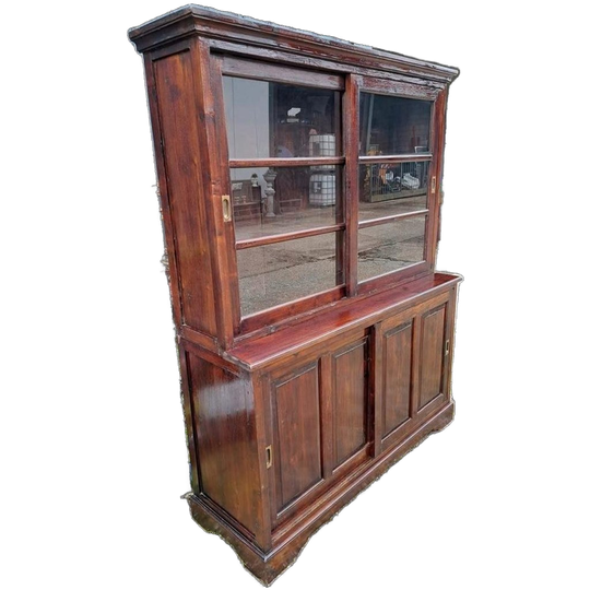 Oude Teakhouten Vitrinekast, Winkel Vitrine, Servieskast Me 1