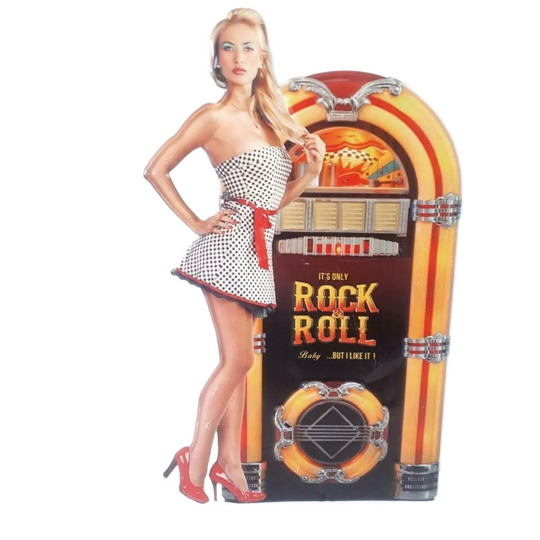Groot Blikken Bord Jukebox Pinup Girl Metalen Ophangbord 1