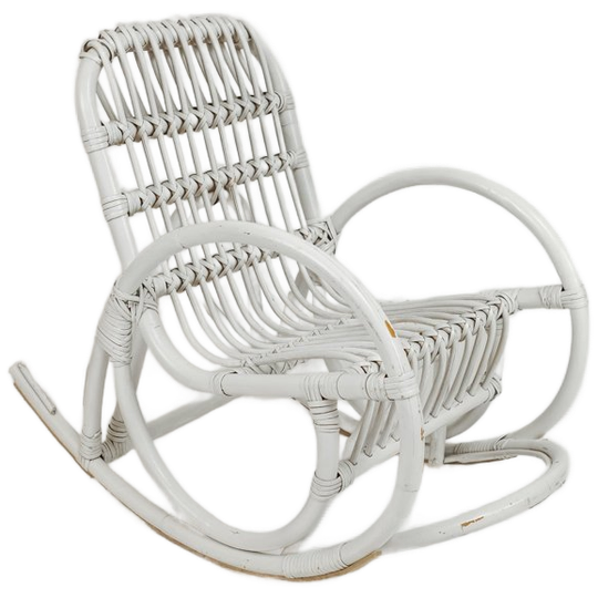 Vintage Rotan/bamboe Kinderschommelstoel 1
