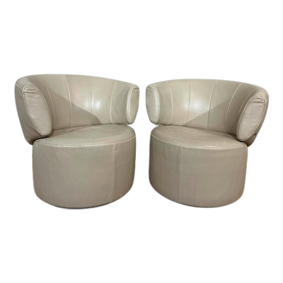 2X Rolf Benz 684 Fauteuils - Crème - Leder - Draaifauteuil