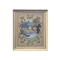 Beige Lijst Geborduurd Huisje Meer