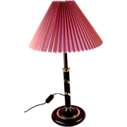 Zwart Gouden Vintage Lamp Met Nieuwe Roze Plissé Kap