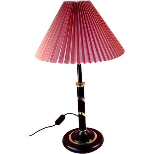 Zwart Gouden Vintage Lamp Met Nieuwe Roze Plissé Kap