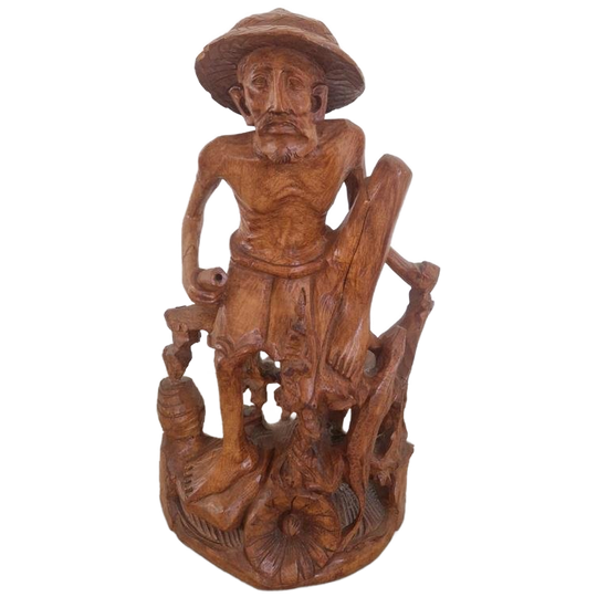 Indonesisch Houtsnijwerk Visser 50 Cm 1