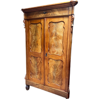 Antiek Mahonie Kast Met Bovenlade En Planken, 173 Cm Hoog