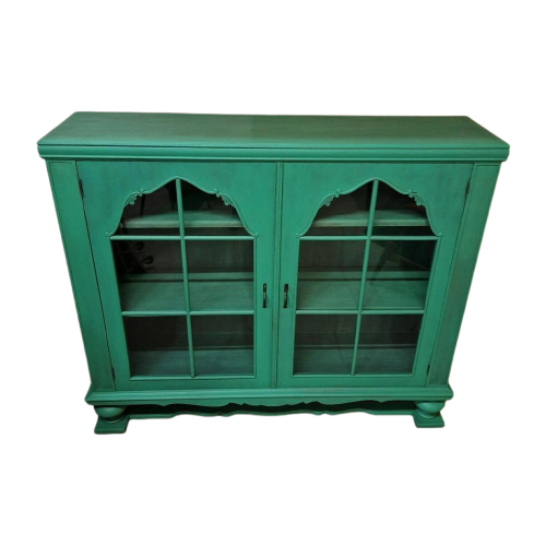 Vintage Groene Kast Vitrine Kast Bohemian Kast