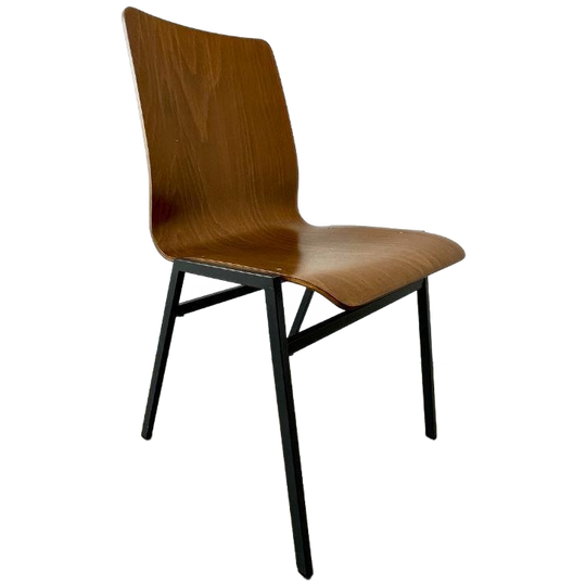 14x Stoel Multiplex / Plywood - Midcentury Hout - Metaal 1