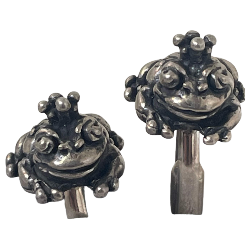 Giovanni Raspini - Sterling Silver (925) - Cufflinks In The Shape Of A Frog Wearing A Crown