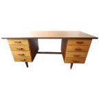Groot Vrijstaand Vintage Bureau Hout, Jaren '60 thumbnail 1