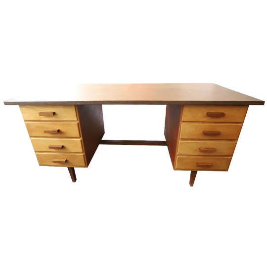 Groot Vrijstaand Vintage Bureau Hout, Jaren '60 1