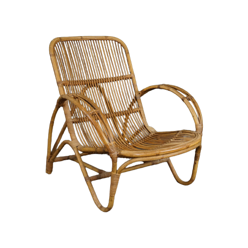 Bijzondere Rotan Fauteuil, Rohé Noordwolde, 1950