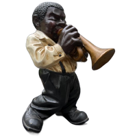 Vintage Beeldje Muzikant – Trompettist In Retro Stijl
