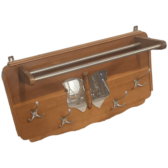 Vintage Houten Kapstok Met Vlinder 1