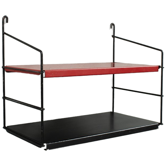 Wandrekje Met Zwarte En Rode Metalen Plank 7126 1