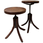 Set Van 2 Industriele Vintage Draaikrukken In Thonet Stijl, Begin 1900 thumbnail 1