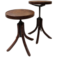 Set Van 2 Industriele Vintage Draaikrukken In Thonet Stijl, Begin 1900