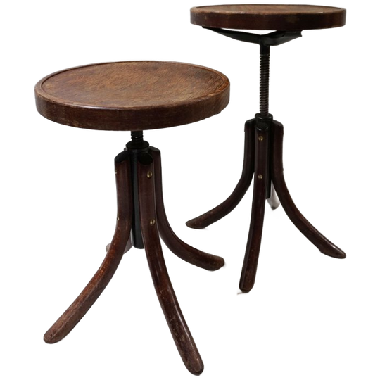 Set Van 2 Industriele Vintage Draaikrukken In Thonet Stijl, Begin 1900 1