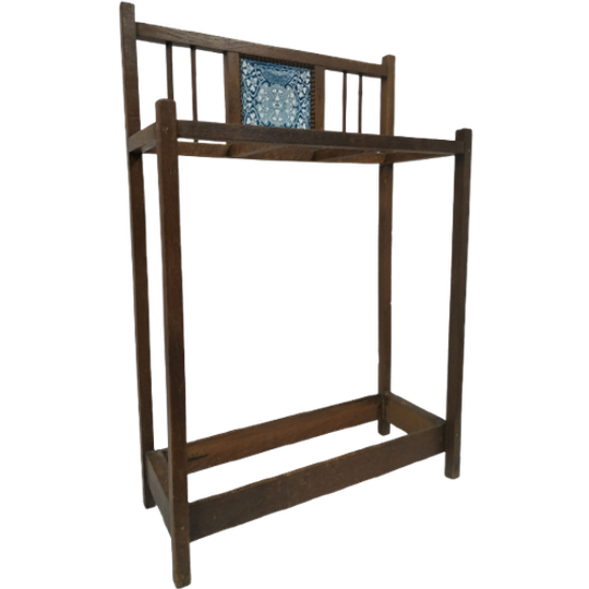 Antieke (jugendstil) Houten Paraplubak (handdoekhouder) 1