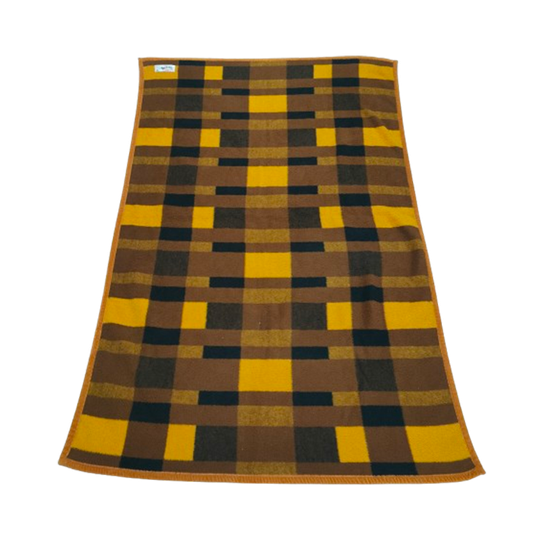 Aabee Dralon Deken/plaid Bruin, Zwart, Geel Geblokt 1