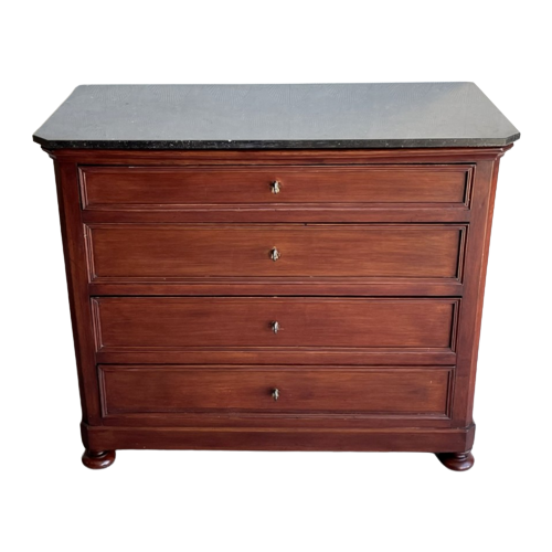 Zwart Marmer Commode/Ladekast Antiek J`20 Massief