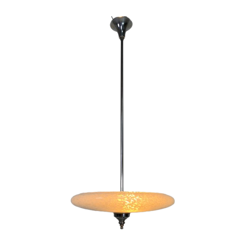 Art Deco Hanglamp Met Gewolkte Glazen Schaal, Jaren 30