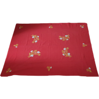 Rechthoekig Warm Rood Vintage Tafelkleed Geborduurde Bloemen