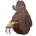 Jaren 70 Vintage Poster In Lijst Olifant Schilderij thumbnail 1