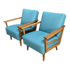 Set Of 2 Blue Vintage Relax Chairs 1960S thumbnail 1