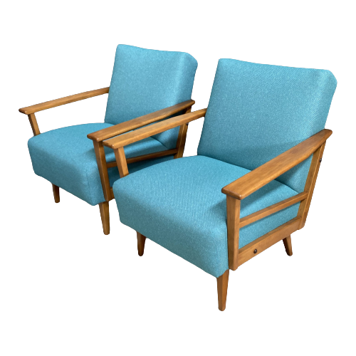 Set Of 2 Blue Vintage Relax Chairs 1960S